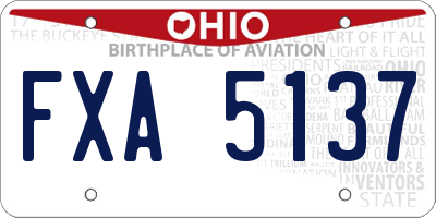 OH license plate FXA5137