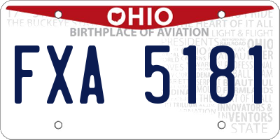OH license plate FXA5181