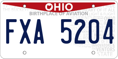 OH license plate FXA5204