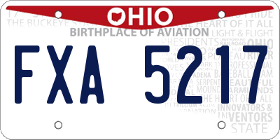 OH license plate FXA5217