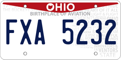OH license plate FXA5232