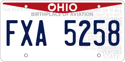 OH license plate FXA5258