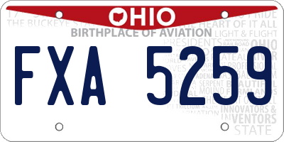 OH license plate FXA5259