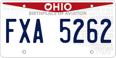 OH license plate FXA5262