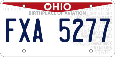 OH license plate FXA5277