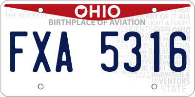 OH license plate FXA5316