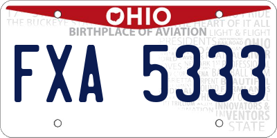 OH license plate FXA5333