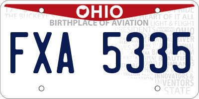 OH license plate FXA5335