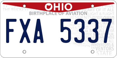 OH license plate FXA5337