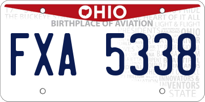OH license plate FXA5338