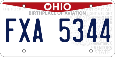 OH license plate FXA5344