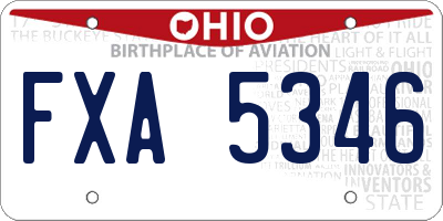 OH license plate FXA5346