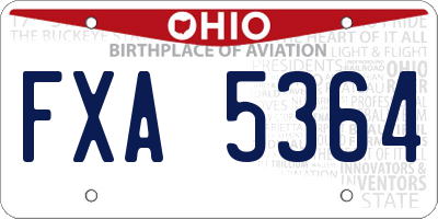 OH license plate FXA5364