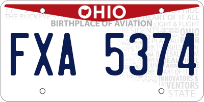 OH license plate FXA5374