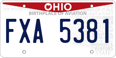 OH license plate FXA5381