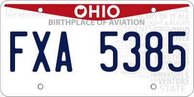 OH license plate FXA5385
