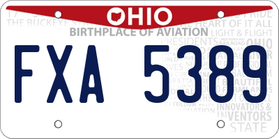 OH license plate FXA5389