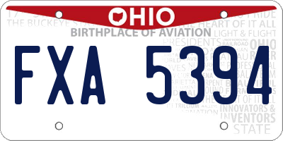 OH license plate FXA5394