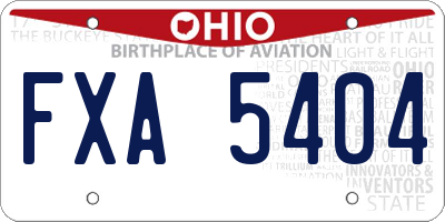 OH license plate FXA5404