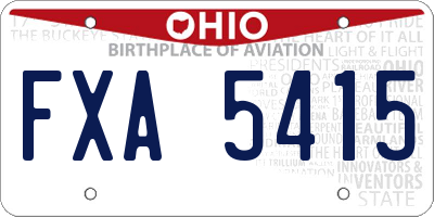 OH license plate FXA5415