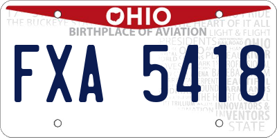 OH license plate FXA5418