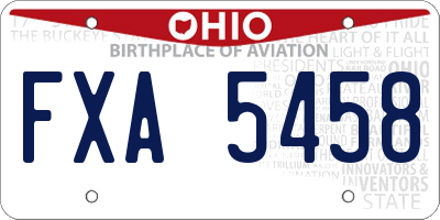 OH license plate FXA5458