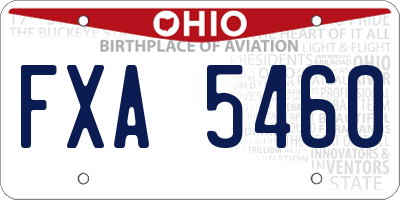 OH license plate FXA5460