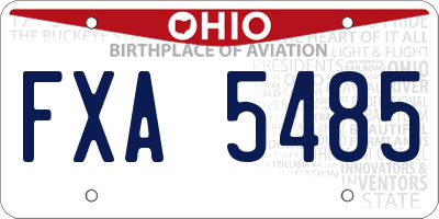 OH license plate FXA5485