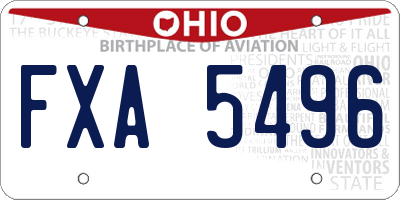 OH license plate FXA5496