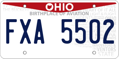 OH license plate FXA5502