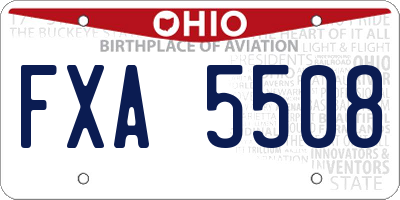 OH license plate FXA5508