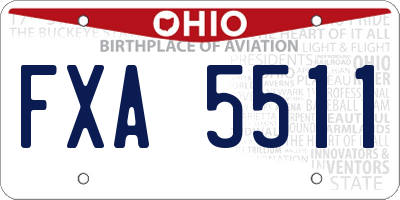 OH license plate FXA5511