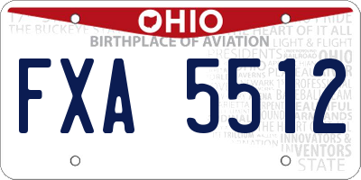 OH license plate FXA5512