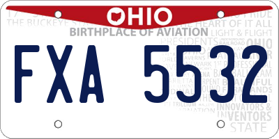 OH license plate FXA5532