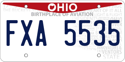 OH license plate FXA5535