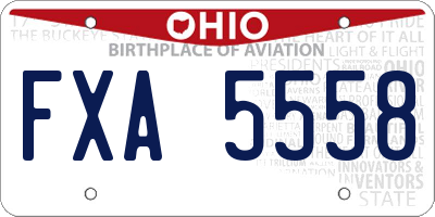 OH license plate FXA5558