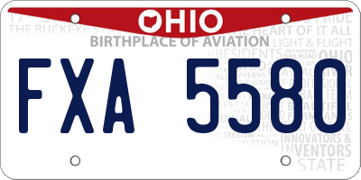OH license plate FXA5580