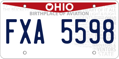 OH license plate FXA5598