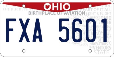 OH license plate FXA5601