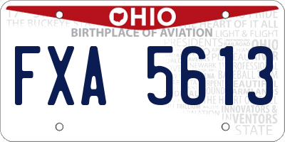 OH license plate FXA5613