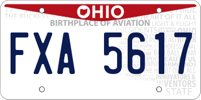 OH license plate FXA5617