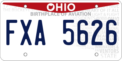 OH license plate FXA5626