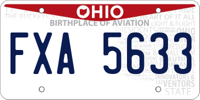 OH license plate FXA5633