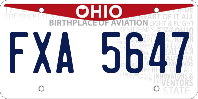 OH license plate FXA5647