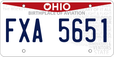 OH license plate FXA5651