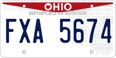 OH license plate FXA5674