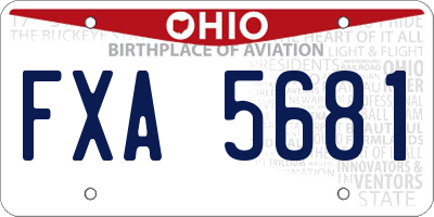 OH license plate FXA5681