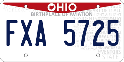 OH license plate FXA5725