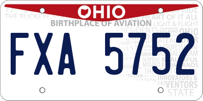 OH license plate FXA5752
