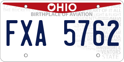 OH license plate FXA5762